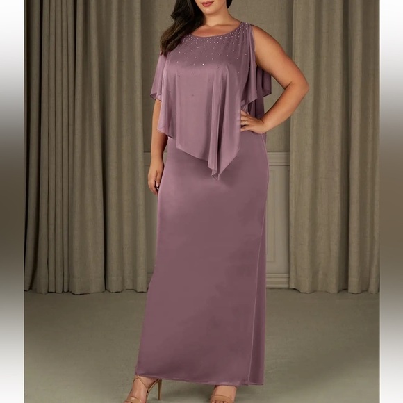 Azazie Dresses & Skirts - Azazie Aspyn Dusty Rose Sheath Beaded Mesh Dress NWT size 16